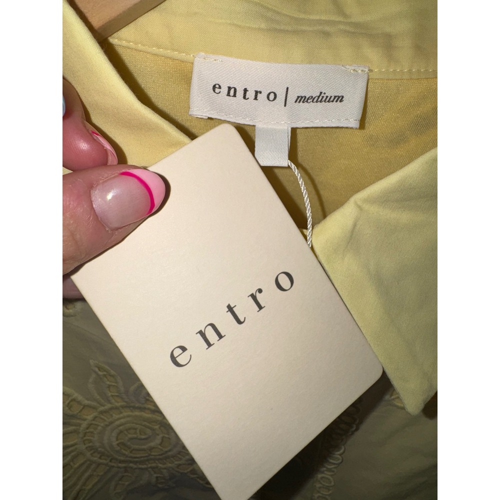 Entro Sleeveless Button Down Top Women Yellow Sun Starfish Eyelet T29935 Medium - Picture 5 of 6